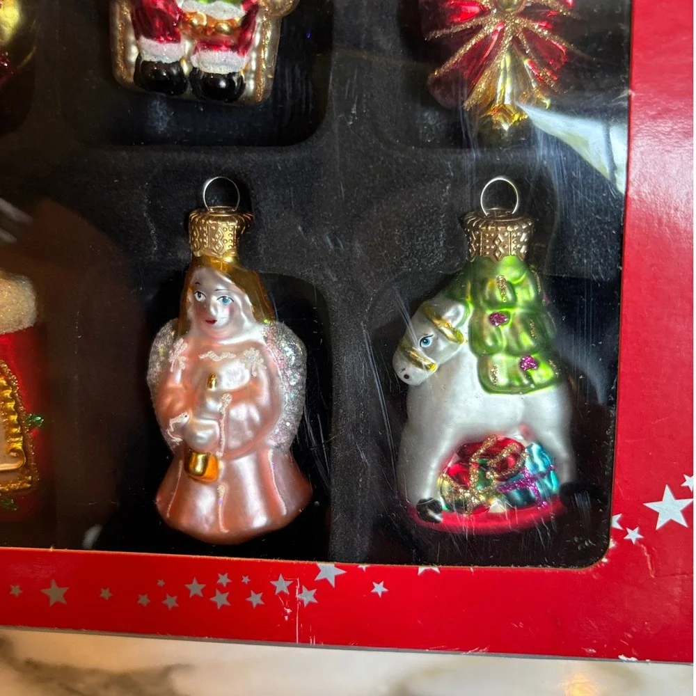 Macy's Holiday Lane Colorful Glass Ornaments Mini Molds Figures Set of 12